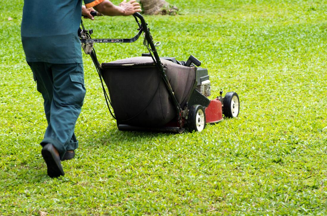 man using lawn mower machine